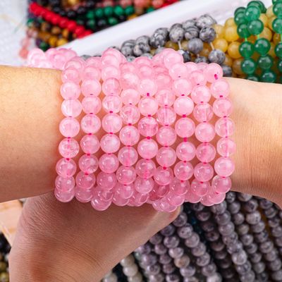 Natural Crystal Gemstone Rose Quartz Loose Bead Strands Semi Precious Stone voor het maken van juwelen