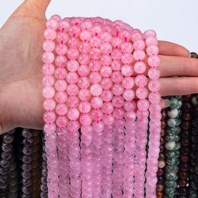 Natural Crystal Gemstone Rose Quartz Loose Bead Strands Semi Precious Stone voor het maken van juwelen