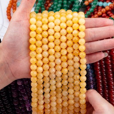 Cream Yellow Jade Natural Crystal Gemstone Loose Bead Strands Semi Precious Stone voor het maken van juwelen