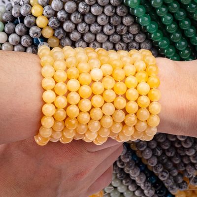 Cream Yellow Jade Natural Crystal Gemstone Loose Bead Strands Semi Precious Stone voor het maken van juwelen