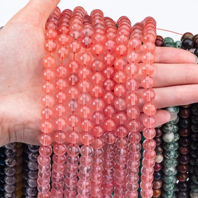 Roos kersen kwarts losse kralen strengen half edelsteen watermeloen rood kwarts voor zelfstandig sieraden maken