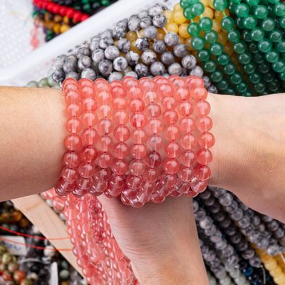 Roos kersen kwarts losse kralen strengen half edelsteen watermeloen rood kwarts voor zelfstandig sieraden maken