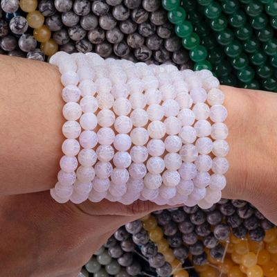 Wit verweerd agaat losse kralen strengen half edelsteen matt gevriesde gekraakte agaat voor doe-het-zelf sieraden maken