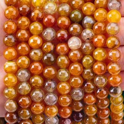 Geestelijke natuurlijke donkere gele draak agaat 8 mm ronde losse kralen voor handgemaakte sieraden en sleutelhanger