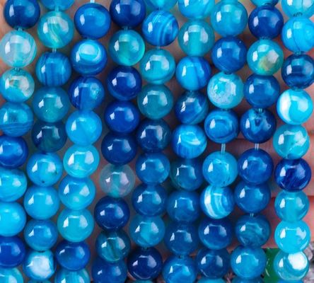 Blauw gestreepte agaat losse kraalstrengen halfedelsteen voor het maken van juwelen