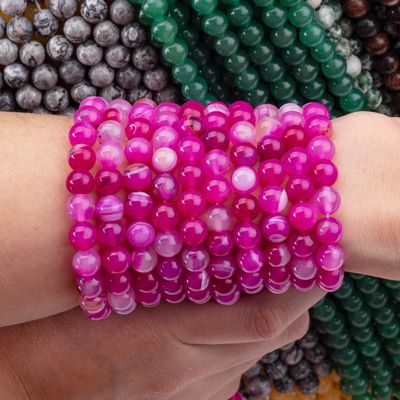 Natuurlijke Fuchsia gestreepte Agate losse kralen strengen voor het maken van sieraden
