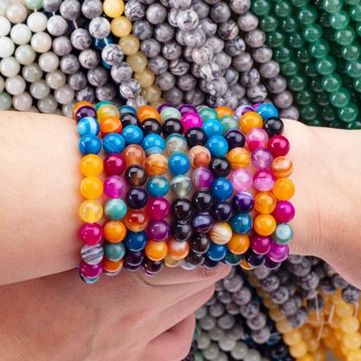 Regenboog Stripped Agate Loose Bead Strands Semi Edelsteen voor DIY Juwelen maken