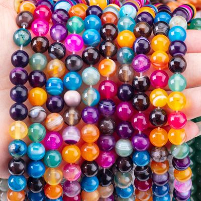 Regenboog Stripped Agate Loose Bead Strands Semi Edelsteen voor DIY Juwelen maken