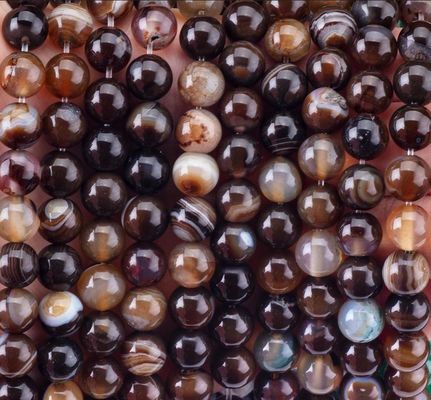 Koffiestripte Agate losse kralen strengen Semi-Edelsteen voor het maken van juwelen