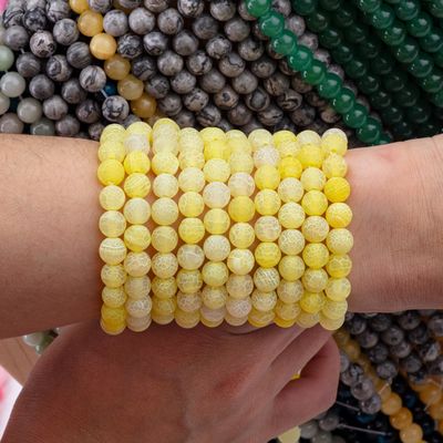 Geel verweerd agaat ronde halfschrijvende kralen losse kralen strengen voor zelfstandig sieraden maken