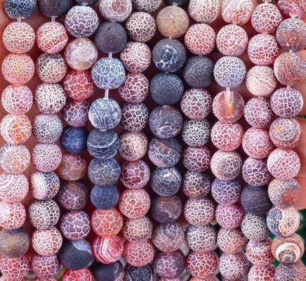 Dream Weathered Agate Loose Bead Strands Semi Precious Stone Matt Frosted Cracked Agate voor het maken van DIY sieraden