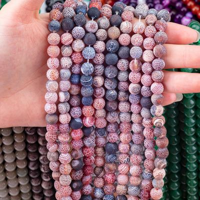 Dream Weathered Agate Loose Bead Strands Semi Precious Stone Matt Frosted Cracked Agate voor het maken van DIY sieraden