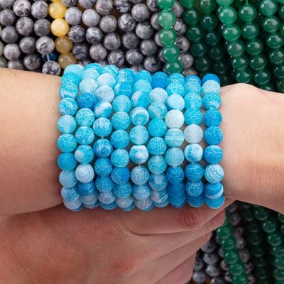 Blauw verweerd agate losse kralen strengen half edelsteen mat gevriesde gekraakte agate voor doe-het-zelf sieraden maken
