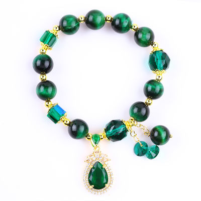 Natuurgroen 10mm Tiger Eye Armband Met Kopergoud