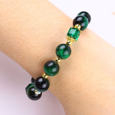 Natuurgroen 10mm Tiger Eye Armband Met Kopergoud