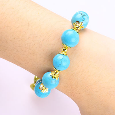 12mm Blauw Turquoise Kristal Armband Glinsterend Hart Stretch Charm Armband