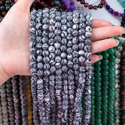 Synthetische zebra malachiet losse kralen strengen wit en zwart halfedelsteen voor zelfstandig sieraden maken