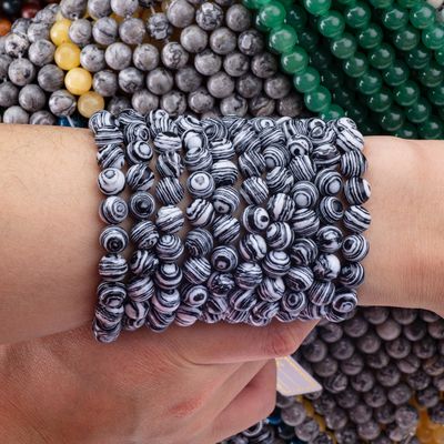 Synthetische zebra malachiet losse kralen strengen wit en zwart halfedelsteen voor zelfstandig sieraden maken
