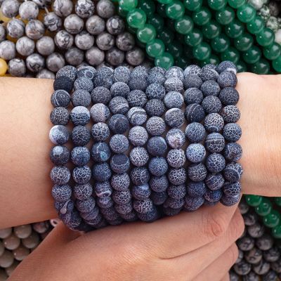 Zwart verweerd agate losse kralen strengen half edelsteen matt gevriesde gekraakte agate voor doe-het-zelf sieraden maken