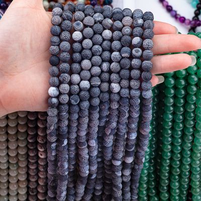 Zwart verweerd agate losse kralen strengen half edelsteen matt gevriesde gekraakte agate voor doe-het-zelf sieraden maken