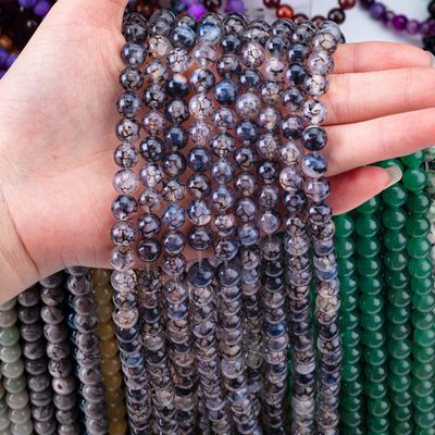 Zwarte draak aders Agate losse kralen strengen Semi edelsteen voor DIY sieraden maken