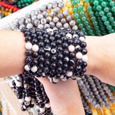 8mm zwarte zebra jaspis edelsteen kralen helende kristalsteen kralen voor sieraden maken
