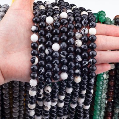 8mm zwarte zebra jaspis edelsteen kralen helende kristalsteen kralen voor sieraden maken