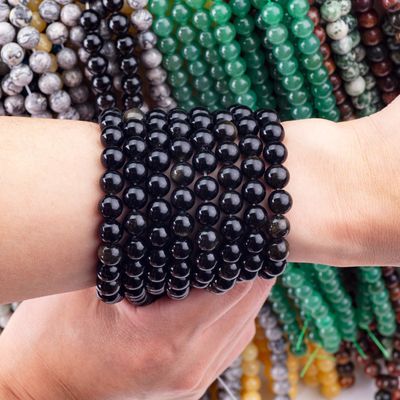 8mm Zwarte Onyx Edelsteen Perlen Healing Crystal Stone Perlen Voor Juwelen Maken