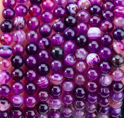 Paarse gestreepte achaten 8 mm ronde edelstenen kraal voor geschenken