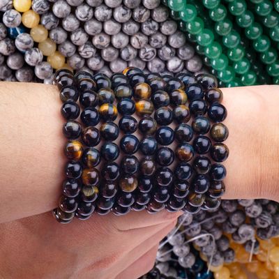 Natuurlijke kristal edelsteen geel blauw tijgeroog losse kralen strengen halffabrieksteen voor het maken van juwelen