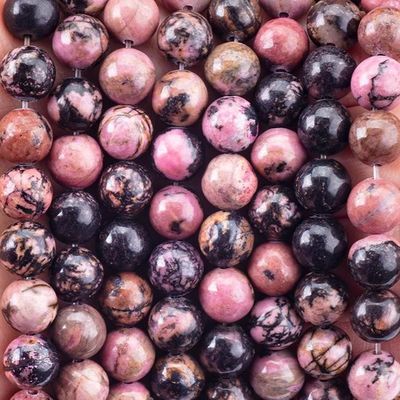 8mm Zwarte gestreepte Rhodocrosite edelstenen kralen Healing Crystal Stone Kralen voor het maken van juwelen