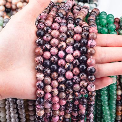 8mm Zwarte gestreepte Rhodocrosite edelstenen kralen Healing Crystal Stone Kralen voor het maken van juwelen