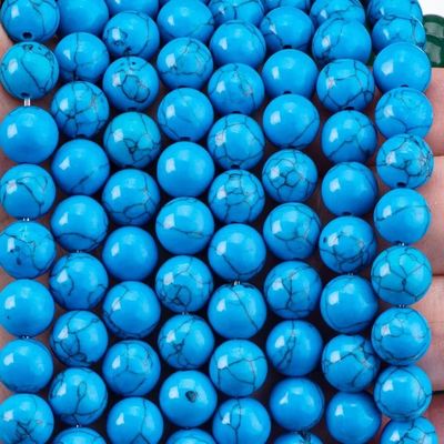 Blauw Turquoise 8 mm gladde ronde vorm losse kraal voor sieraden maken gereedschappen