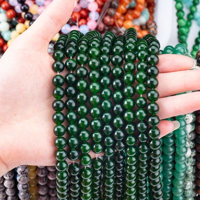 8MM Zwartgroene jade gepolijst gladde ronde vorm Bulk Bead Voor het maken van parel juwelen