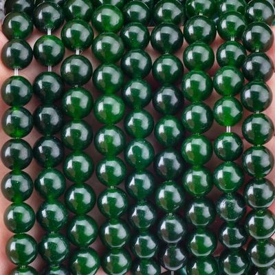 8MM Zwartgroene jade gepolijst gladde ronde vorm Bulk Bead Voor het maken van parel juwelen