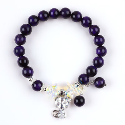 Paarse tijgeroog halfscherpe stenen armbanden 8mm perlen handgemaakte edelstenen armbanden