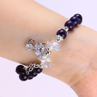 Paarse tijgeroog halfscherpe stenen armbanden 8mm perlen handgemaakte edelstenen armbanden