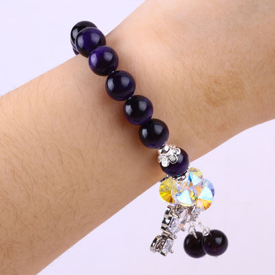 Paarse tijgeroog halfscherpe stenen armbanden 8mm perlen handgemaakte edelstenen armbanden