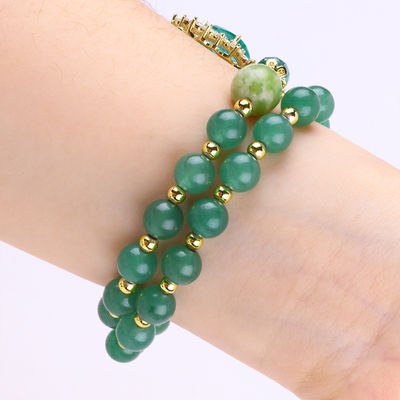 Ovale vorm Groen Aventurine Steen Perlen Armband Dubbellaag
