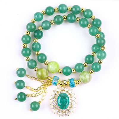 Ovale vorm Groen Aventurine Steen Perlen Armband Dubbellaag