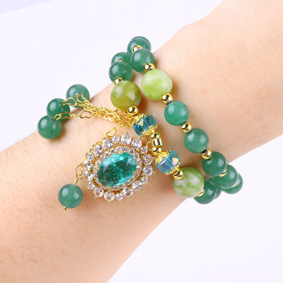 Ovale vorm Groen Aventurine Steen Perlen Armband Dubbellaag