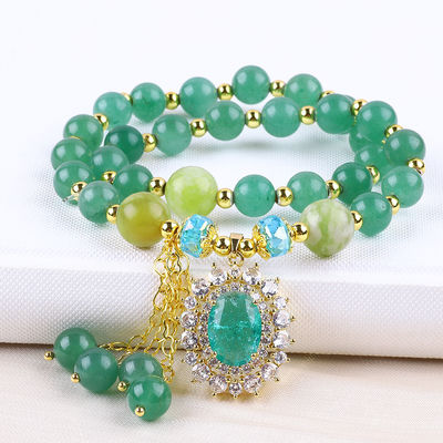 Ovale vorm Groen Aventurine Steen Perlen Armband Dubbellaag