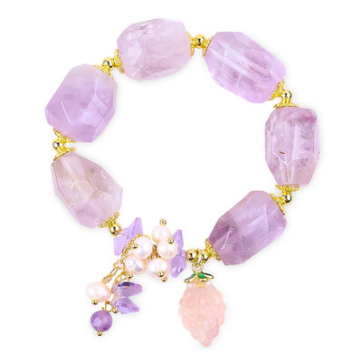 Handgemaakte edelsteen armband verstelbare amuletten Amethyst armbanden natuursteen parel sieraden voor feest dagelijks dragen