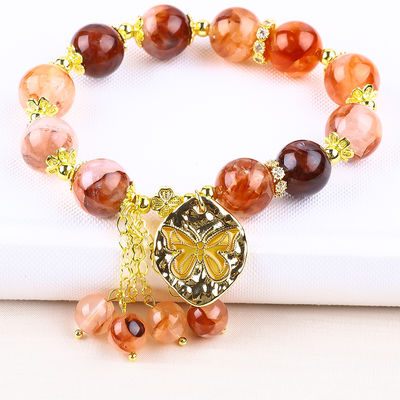 Handgemaakte edelsteen kraan Armband Hematite Kwartz Sfeer Steen Armband Verstelbare vlinder amuletten Armband Voor feest