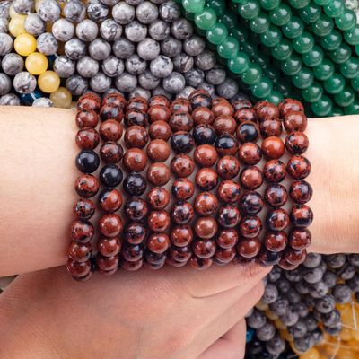 8mm Mahagonijaspis gepolijst glad losse kralen voor handgemaakte DIY kralen sieraden maken
