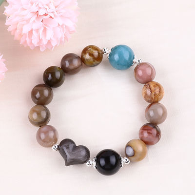Handgemaakte edelsteen kraan Armband Natuurlijk Versten Hout Steen Armband Verstelbare Peel Charms Armband Voor Feest Dag