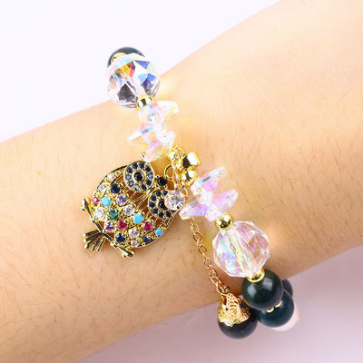Handgemaakte edelsteen kraan Armband Natuurlijke Indiase Agate Steen Armband Verstelbare uil Charms Armband Voor feestdag