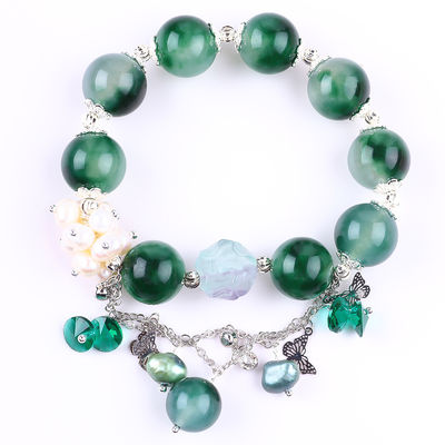 Handgemaakte edelsteen kraan Armband Groen Chalcedonie Steen Armband Verstelbare Peel Charm Armband Voor feest dagelijks dragen
