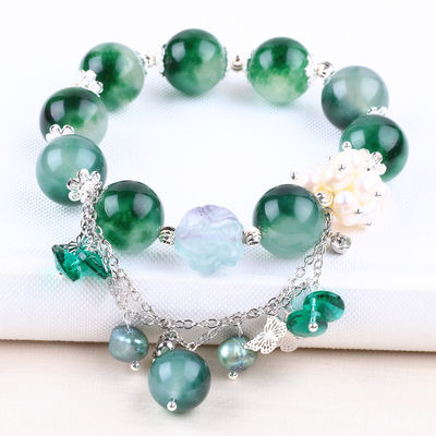 Handgemaakte edelsteen kraan Armband Groen Chalcedonie Steen Armband Verstelbare Peel Charm Armband Voor feest dagelijks dragen