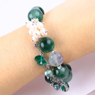 Handgemaakte edelsteen kraan Armband Groen Chalcedonie Steen Armband Verstelbare Peel Charm Armband Voor feest dagelijks dragen